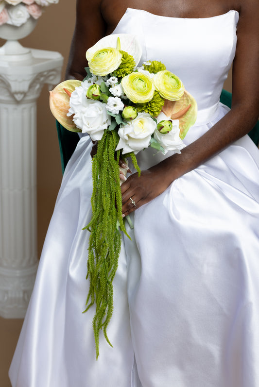 Green Goddess Silk Bridal Bouquet - Rental