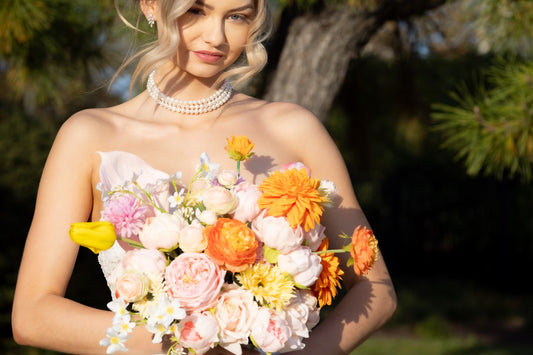 Shades of Sunset Silk Bridal Bouquet – Rental