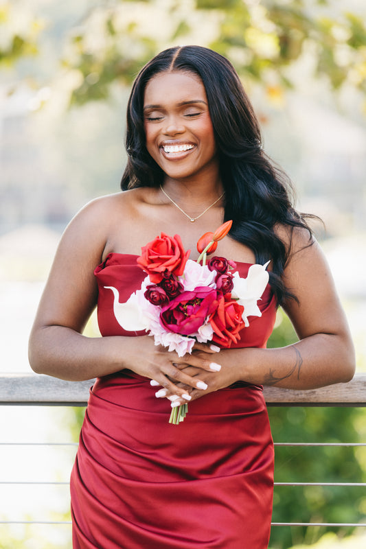 Scarlet Silk Bridesmaid Bouquet – Rental