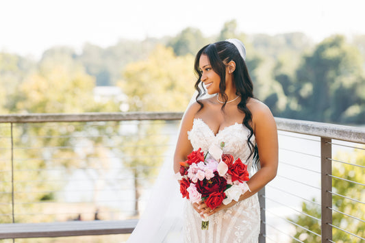 Crimson Petal Silk Bridal Bouquet – Rental