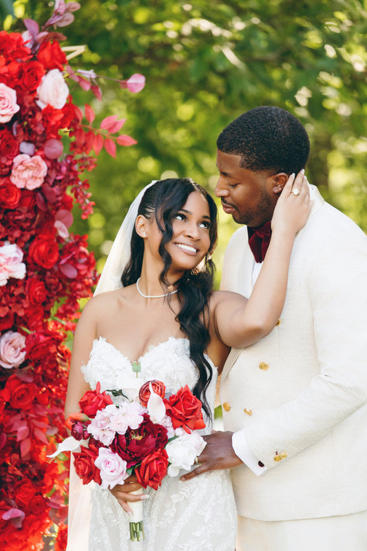Crimson Petal Silk Bridal Bouquet – Rental